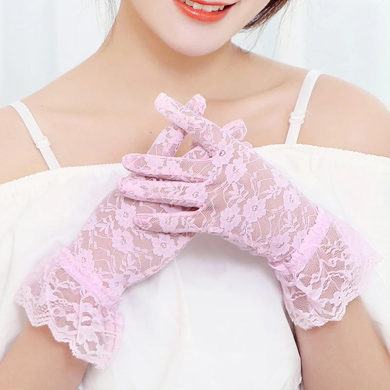 Sexy Lace Gloves Classic Black White Red Grey Skin Opera/Elbow/Wrist Stretch Satin Finger Long Gloves Flapper Gloves Matching