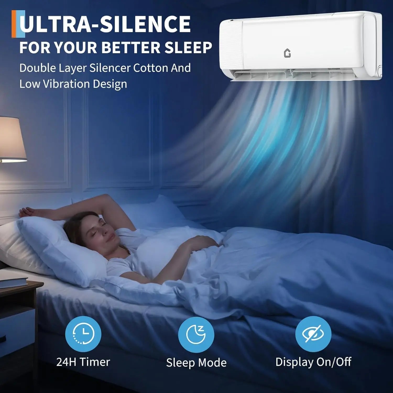 18000 BTU Mini Split Air Conditioner with Cooling / Heating 21 SEER2 230V Energy Ductless AC Unit Cools Rooms Up to 1250 Sq.Ft