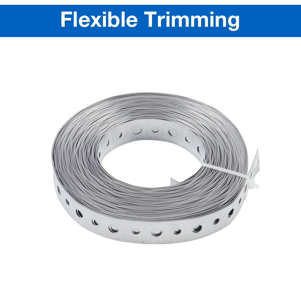 15m Galvanized Metal Tape Roll Pre-Punched Metal Tape For Pipe Support Hanging Construction And Home DIY Project Pre-Fixing Tool