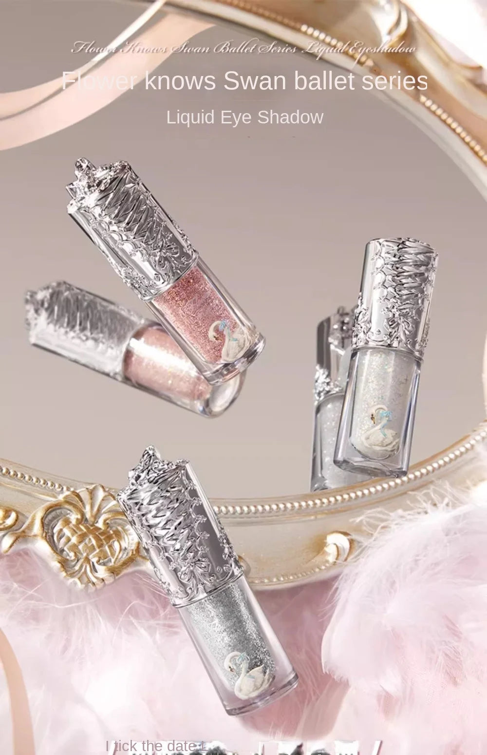 Flower Knows Liquid Eyeshadow Swan Ballet Glitter Quick-Dry Long-Lasting Waterproof Shimmer for Eyes Makeup 4g