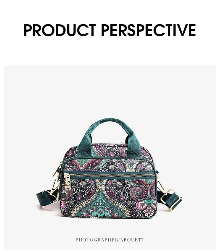 New Nylon Canvas Bag Large Bag Waterproof Shopping Bag Large Capacity Floral Shoulder Handbag Women Bag Mother Bag