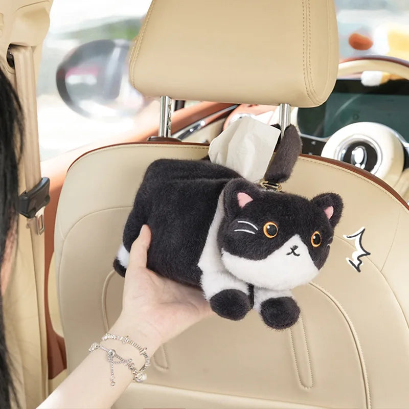 Car tissue box cute cartoon cat car car paper box hanging high-end decoration car tissue bag Car tissue box car accessories