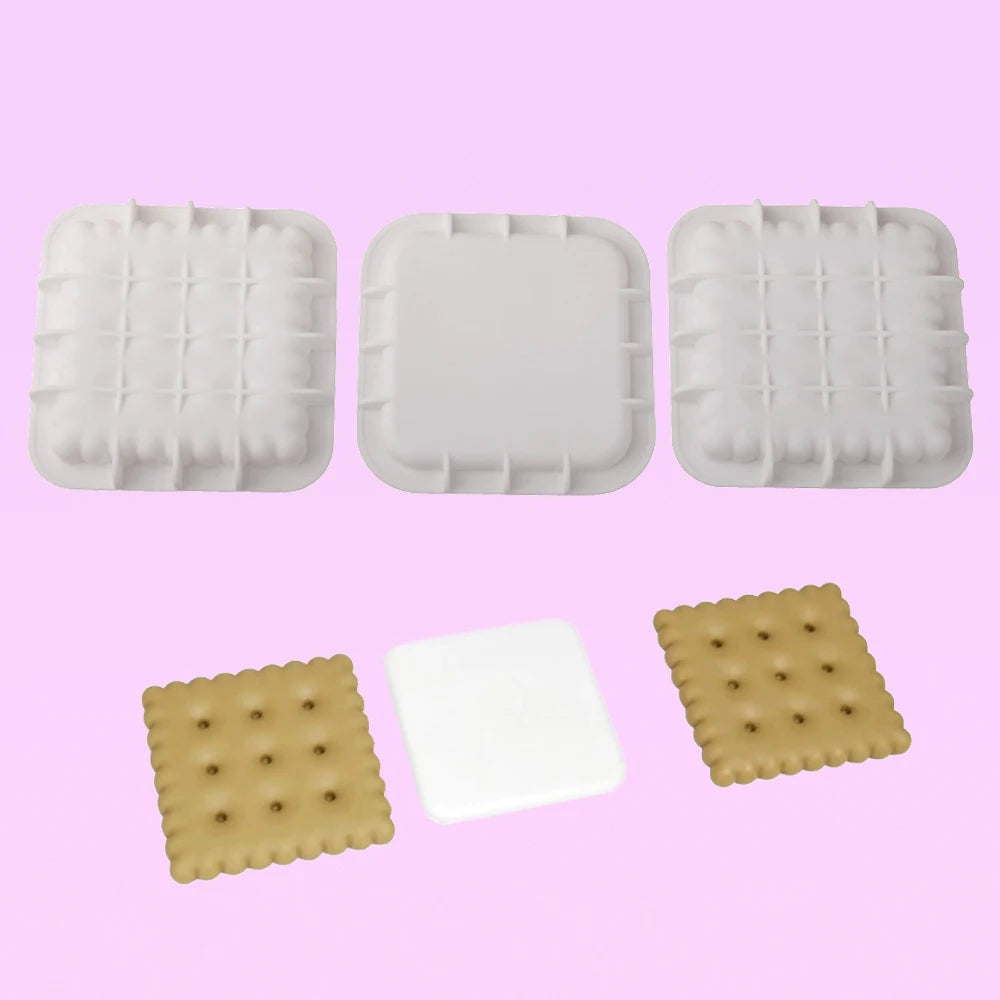 Moldes de silicone para bolachas, chocolates ou bolos em forma de coração, quadrado ou retangular, utensílios de cozinha para pastelaria e sobremesas