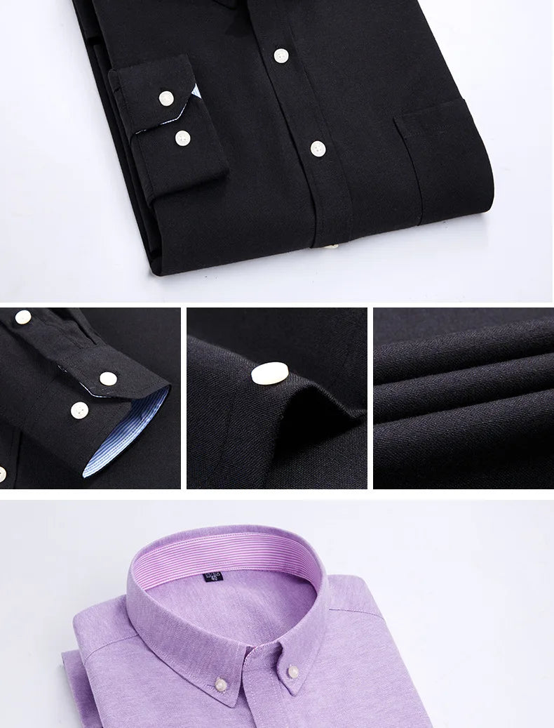 Men's Long Sleeve Shirt Spring Summer Autumn Winter Oxford Woven Slim Free Ironing Comfortable Soft Casual Fashion Simple Work