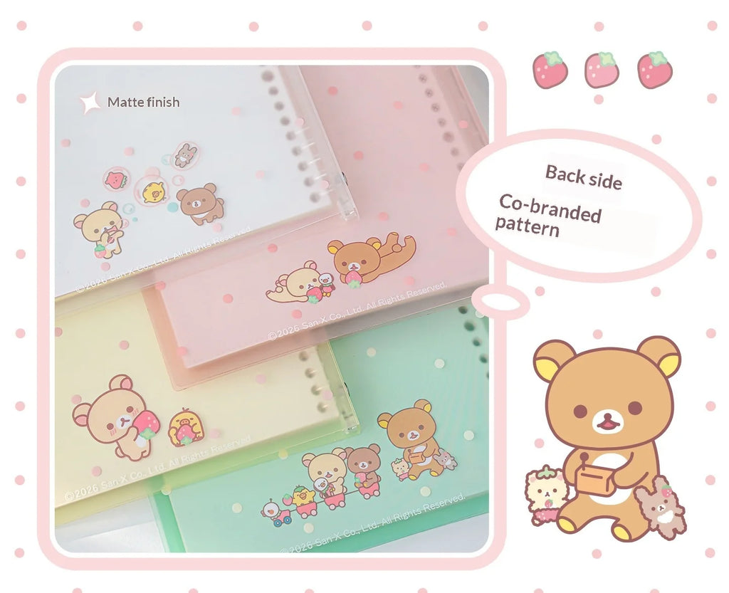 In Stocks RosyPosy Korilakkuma Loose Leaf Notebook Cute Strawberry Pattern B5 Refillable Journal For Study Office Daily Planning