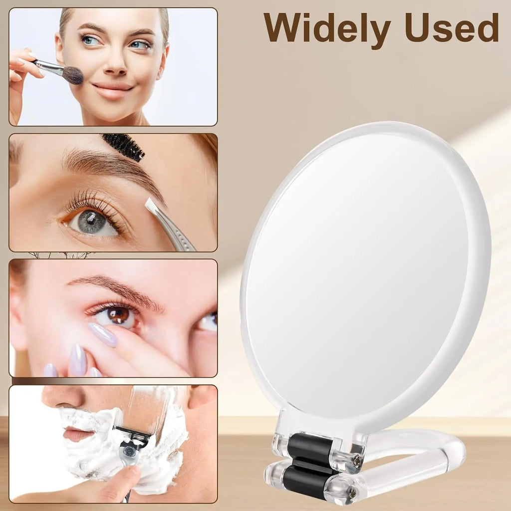 30X Magnifying Handheld Mirror Double Sided Foldable Travel Makeup Mirror Adjustable Rotation Pedestal Hand/Hanging VanityMirror