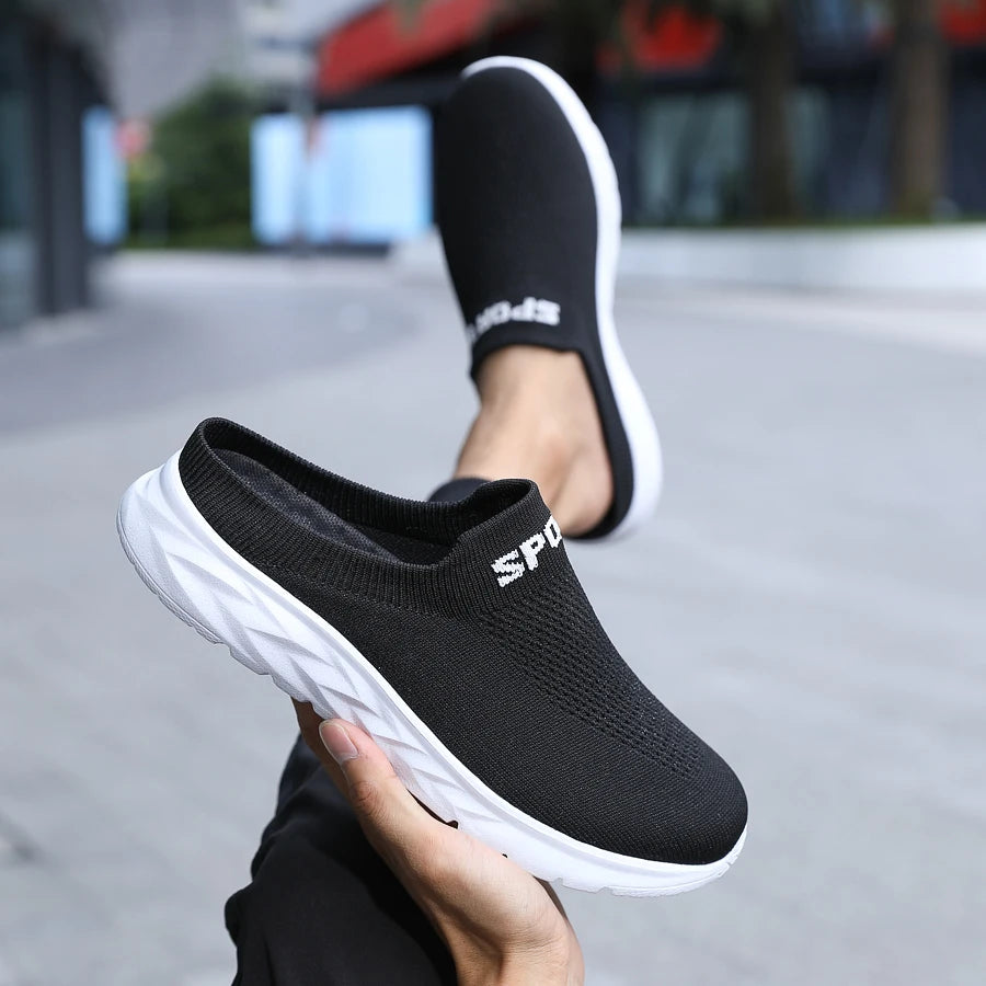 Lightweight Men's Half Slippers Breathable Men Slippers Fashion Casual Shoes Anti-slip Male Flat Slip on Flats Outdoor Big Size
