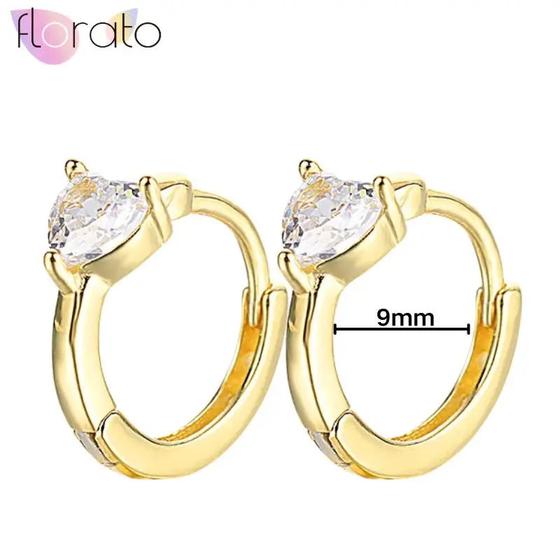 925 Sterling Silver Ear Buckle Retro Metal Heart Pendant Hoop Earrings for Women CZ Huggie Earrings Fashion Females Jewelry