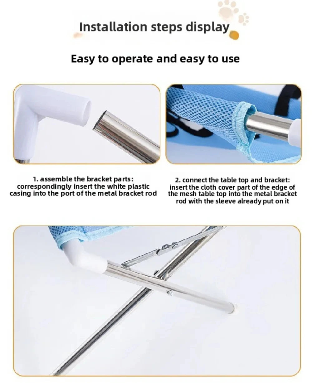 Suporte de Banho Portátil para Animais de Estimação, Rede de Contenção Ajustável em Rede para Lavagem de Cães e Gatos, Suporte em Rede Dobrável para Banho e Secagem