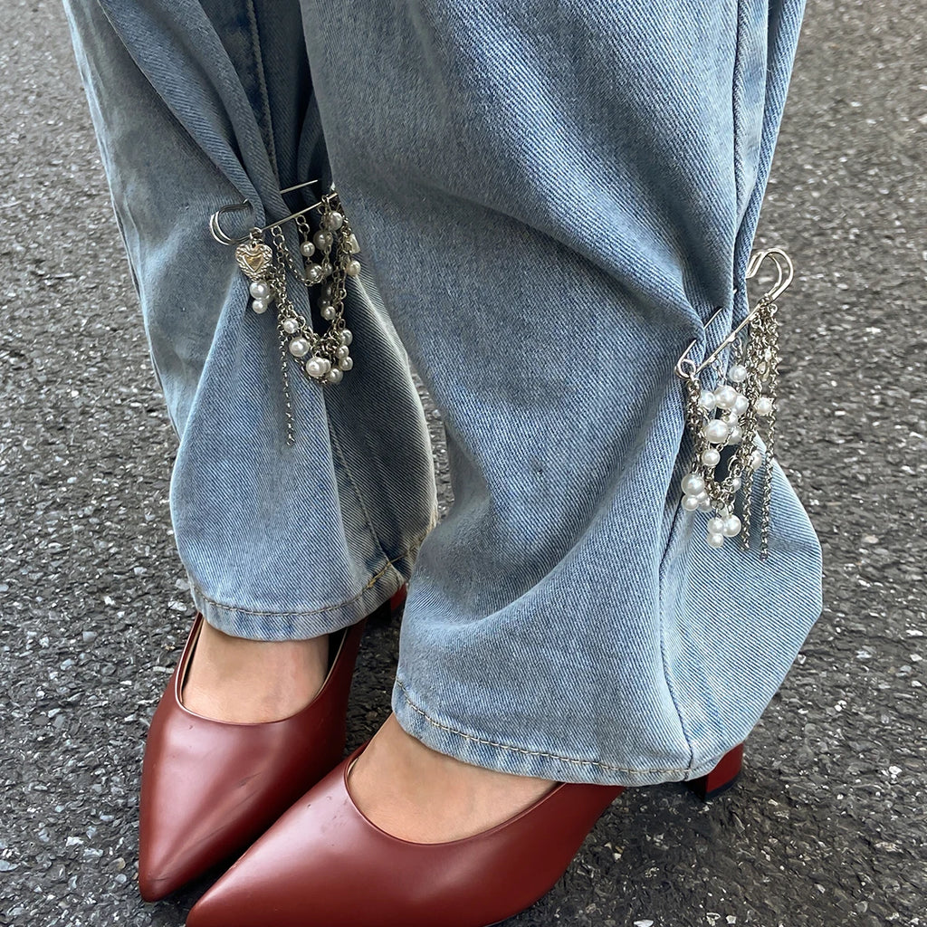 PuRui 2025 Vintage Elegant Detachable Imitation Pearl Tassel Ankles Chain Romantic Trend Adjustable Trousers Jeans Chain Jewelry