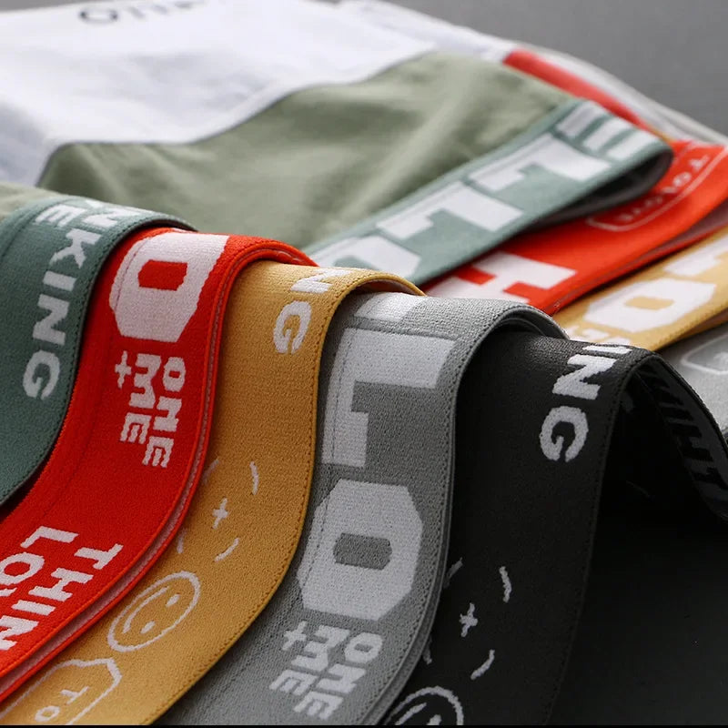 Men's Boxers Panties Fashion Letters Cotton Shorts Color Blocking Man Underwear Boxers Breathable U Convex Underpants PB3259