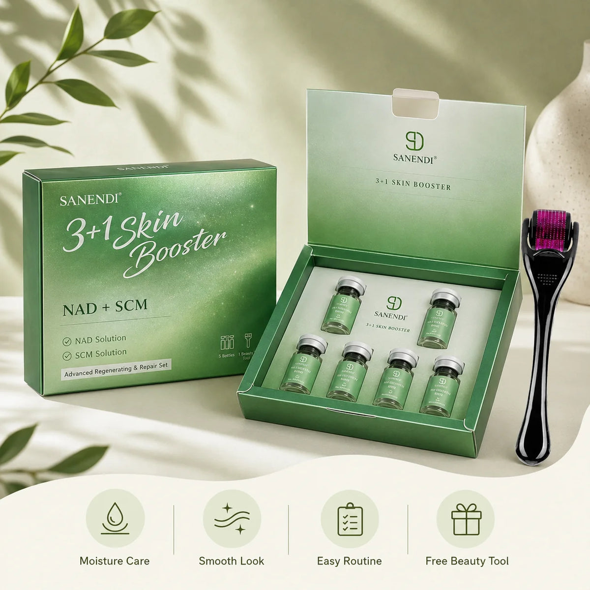 PDRN NAD+ ESOMEI Serum for Dermapen PN Facial Skinbooster With Free 0.25mm Microneed Infusion Roll Tool for Aging Dull Skin