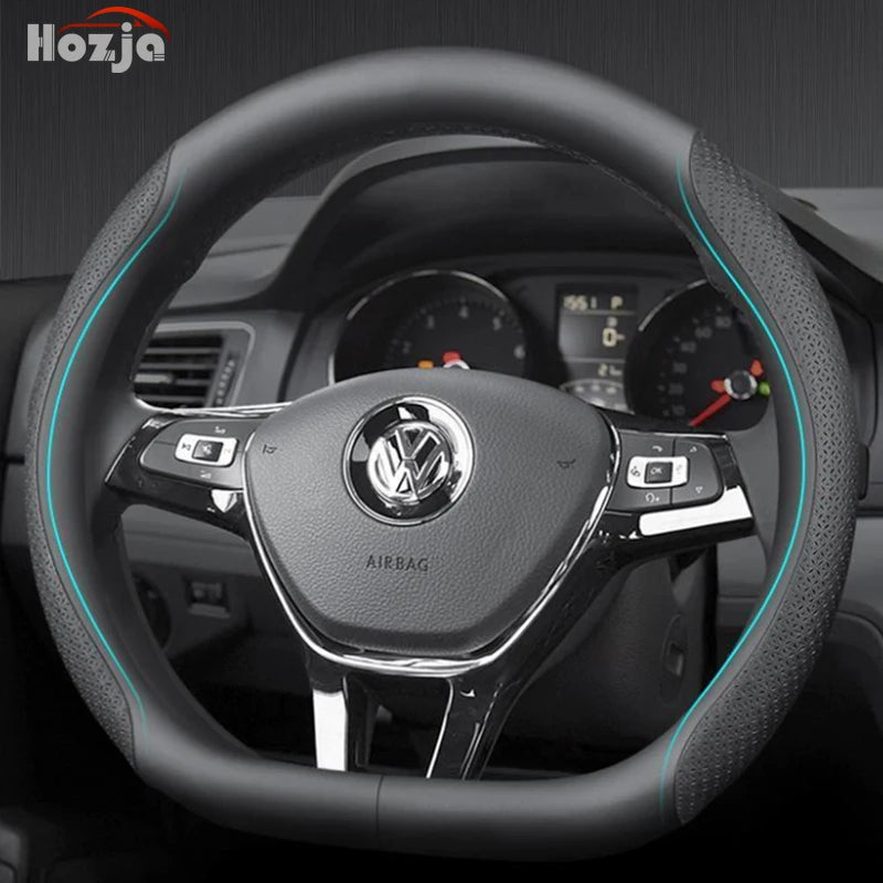 for Volkswagen VW Atlas Passat CC Taos touareg R-line Car Steering Wheel Cover 10colour Suede Leather 38 CM Auto Accessories