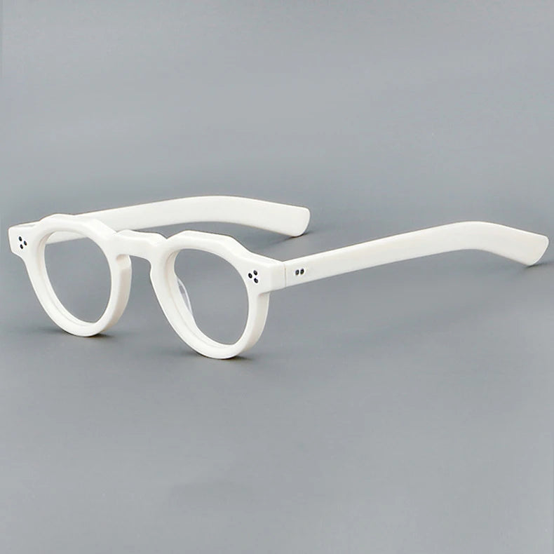 57171 Vintage Round Acetate Spectacles Frame Women Fashion Rivet Optical Transparent Eyeglass Men Trend Prescription Glasses
