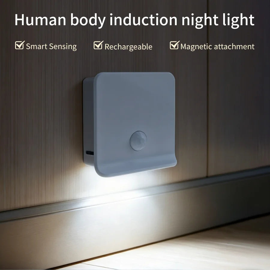 Motion Sensor Cabinet Light Wireless USB Rechargeable LED Lights Wardrobe Lamp Kitchen Stairs Hallway Bedroom Closet Night Light