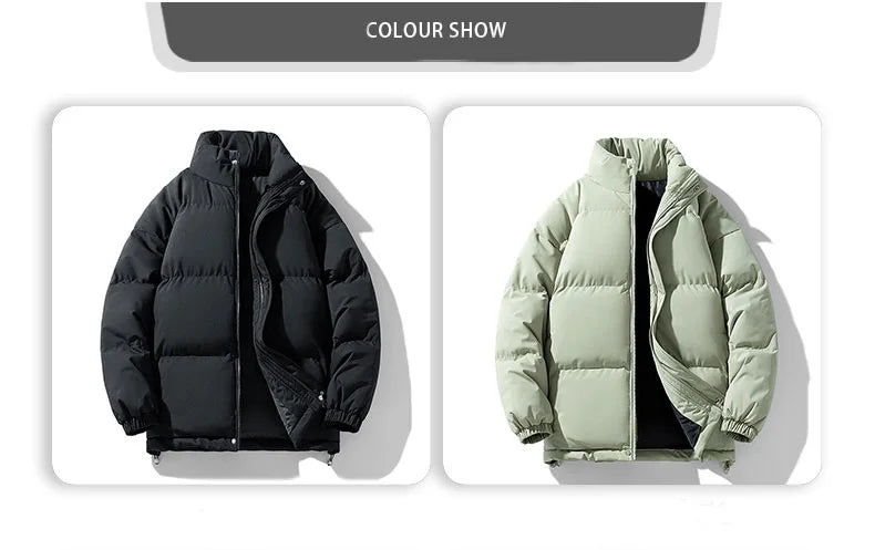 8XL Puffer Jacket Men Thick Warm Parka Plus Size Quilted Jacket Solid Outwear Coats Loose Cotton-padded Men's Clothing Top