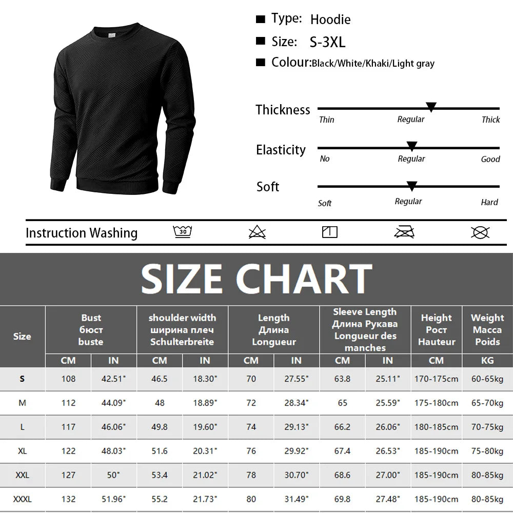 Men's Crew Neck Sweatshirts Spring Autumn Warm Basic Outdoor Pullover Sweater Casual No Hood Hoodie Man Sportswear Tops