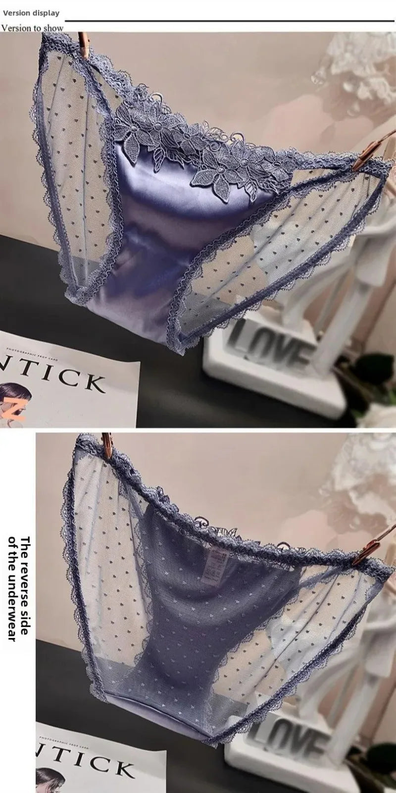 Women's Underwear Sexy Fashionable Satin Lace Thangka Embroidered Transparent Enticing Women's Underwear