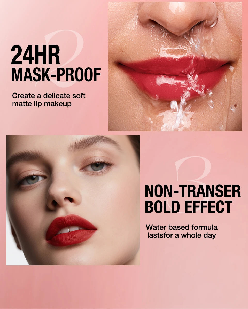 Conjunto de batom e delineador de lábios integrado, à prova de água, sem manchas, não desbota, não transfere, de longa duração, fácil de criar uma maquilhagem perfeita!