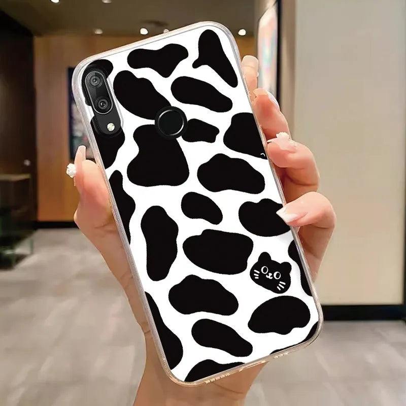 For Huawei Y7 Prime 2019 Y7 Pro 2019 P Smart Z Honor 9X Case Phone Cover Oil Butterfly Flower Heart Clear Bags Fundas Silicone