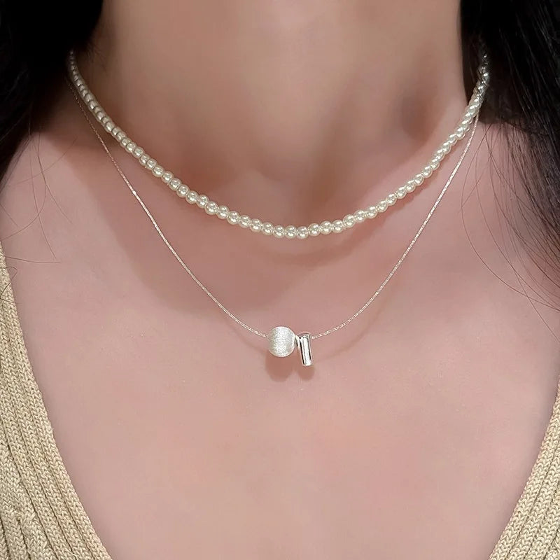 925 Silver Necklace Punk Wealth Good Wish Matte Ball Bread OT Clasp Stackable for Women Girl Jewelry Gift Dropshipping Wholesale