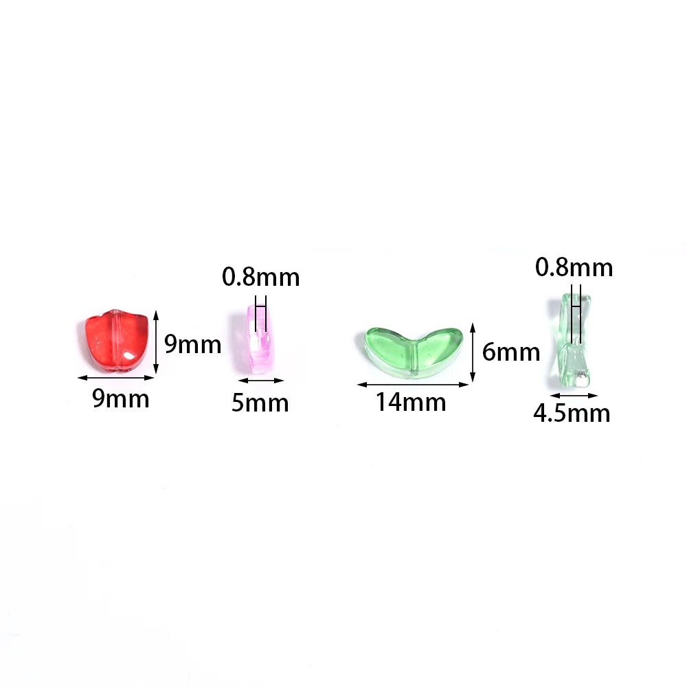50pcs Tulip Flower Lampwork Gradient Color Glass Beads Charm for Earring Bracelet Necklace DIY Jewelry Craft Making Accessories