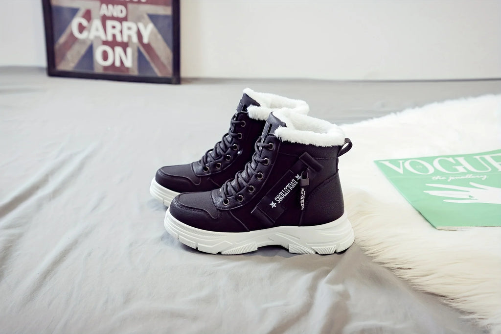 Botins de Senhora, Botins Curtos, Botas de Inverno com Forro Espesso e Isolamento, Elegantes e Versáteis, Botas de Inverno de Sola Grossa