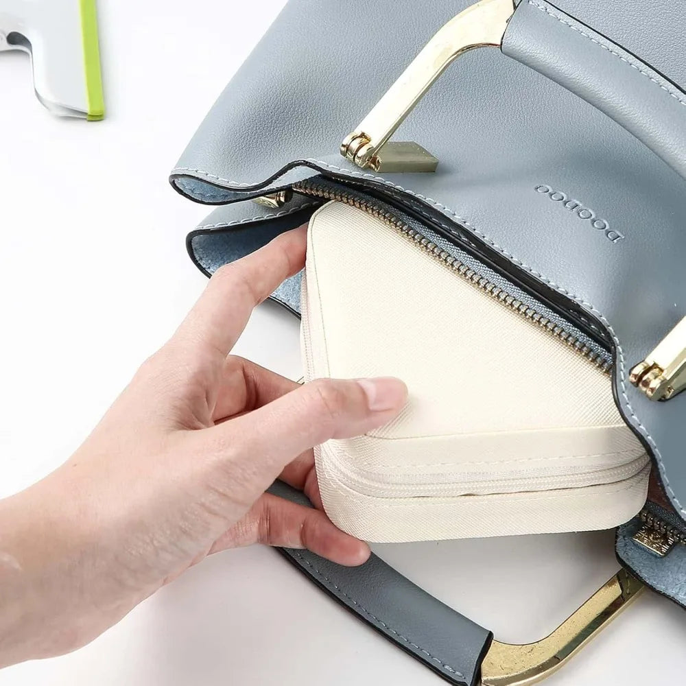 Portable Travel Jewelry Organizer Small Leather Case Ladies Necklace Rings Earrings Bracelet Durable Keep Neat Gift Storage Box