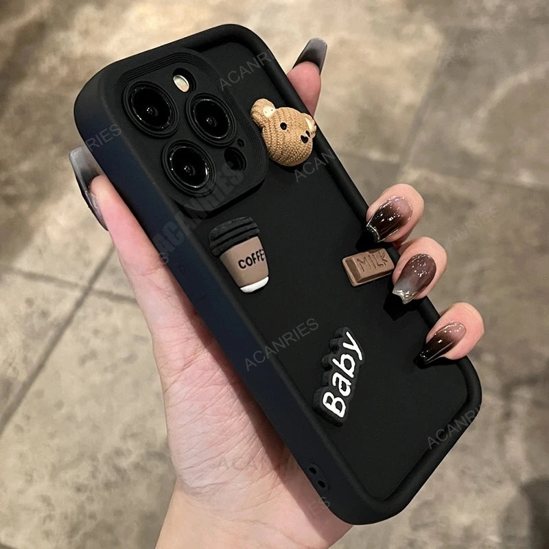Note13 Cute Cartoon 3D Bear Silicone Case On For Xiaomi Redmi Note 13 Pro 4g 5g 12 11 10 9 13pro Plus 12pro Shockproof Cover 13c