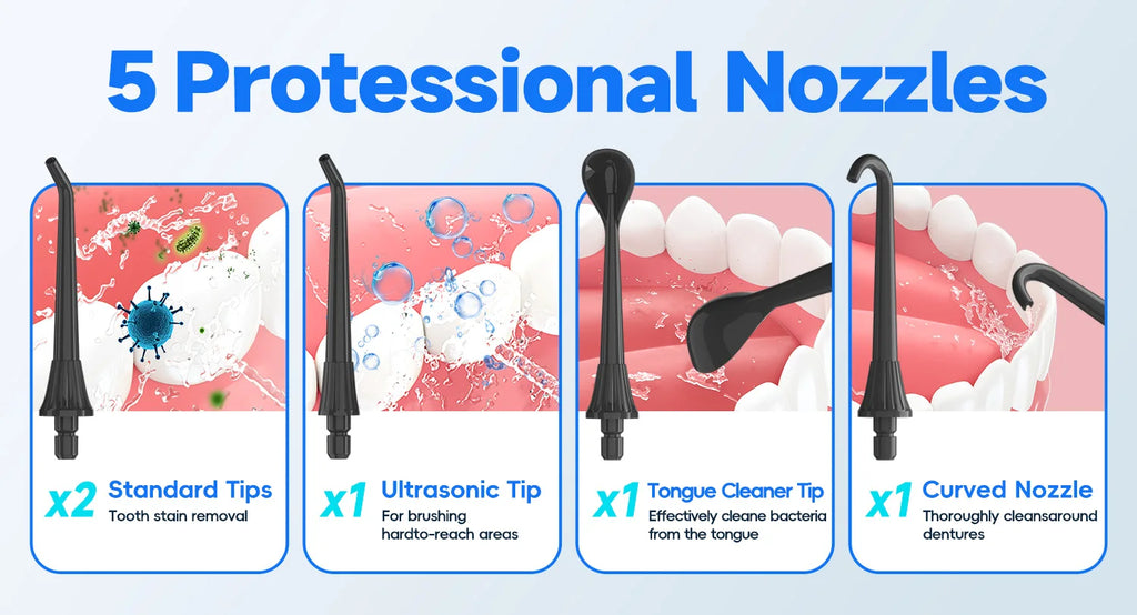 Mornwell Water Dental Flosser Pick for Teeth: 4 Modes 13 Water Levels Cordless Portable 300ML Tank Cleaning Picks F42(F5048)
