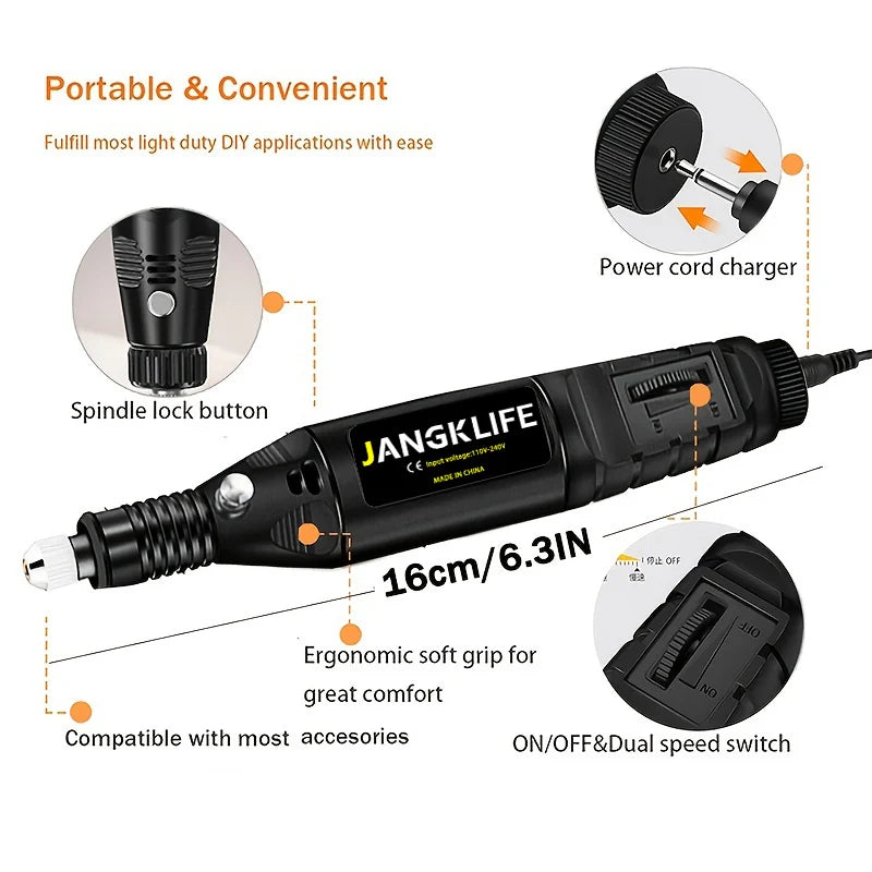 JANGKLIFE 9V Mini Drill Electric Carving Pen Variable Speed Rotary Tools Kit Engraver for Grinding Polishing