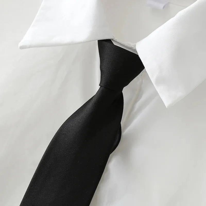 GIDYQ Women White Jk Shirts Long Sleeve Fall Student Shirts Casual Button Up Japan Black Tie Preppy Style Girls Tops New
