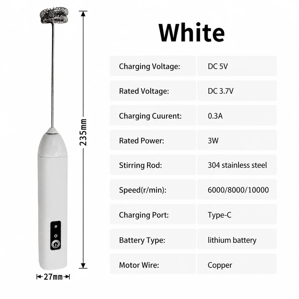 Wireless Milk Frother Electric Type-C Handheld Blender Stainless Steel Mini Coffee Maker Whisk Mixer For Coffee Cappuccino Cream