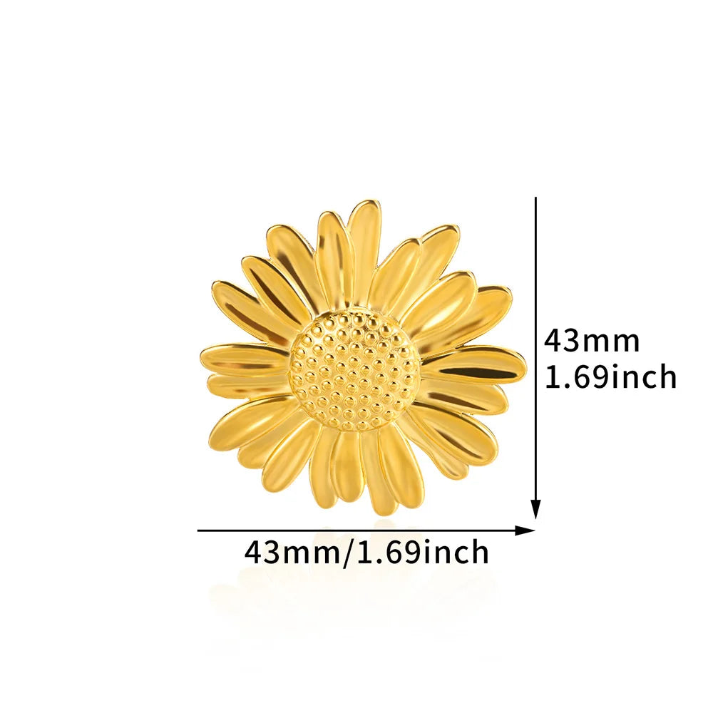 Punk Stainless Steel Daisy Ring For Women Men Fashion Gold Color Geometric Dragonfly Exaggerated Rings Love Jewelry Anillos Gift