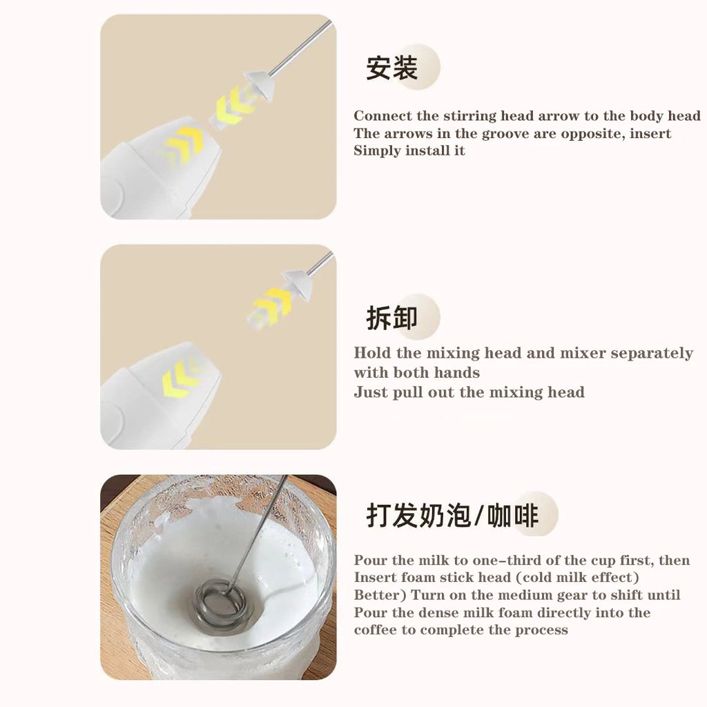 3 gear Kitchen Items USB Charging Electric Egg Beater Mini Blender Kitchens Accessories Mixer Household Gadgets Double Head Bar