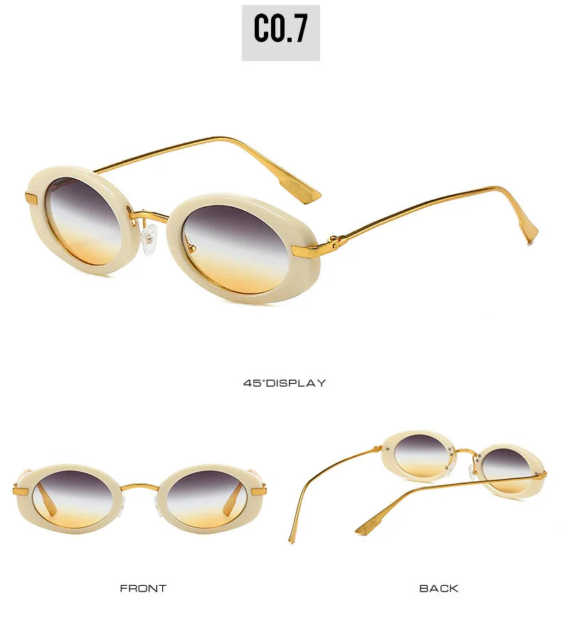 Fashion Small Oval Sunglasses Women Europe Popular Ins Cool Blogger Uv400 Sun Glasses Brand Designer