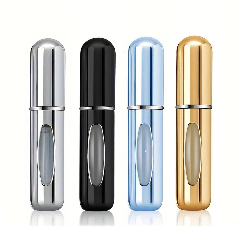 1/4 Unid. Atomizador de perfume de 5 ml, recipiente portátil para líquidos, cosméticos, viagem, mini frasco de alumínio vazio recarregável
