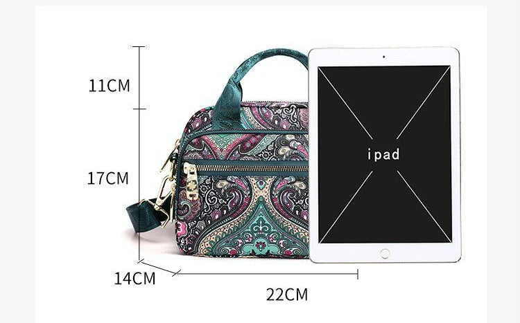 New Nylon Canvas Bag Large Bag Waterproof Shopping Bag Large Capacity Floral Shoulder Handbag Women Bag Mother Bag