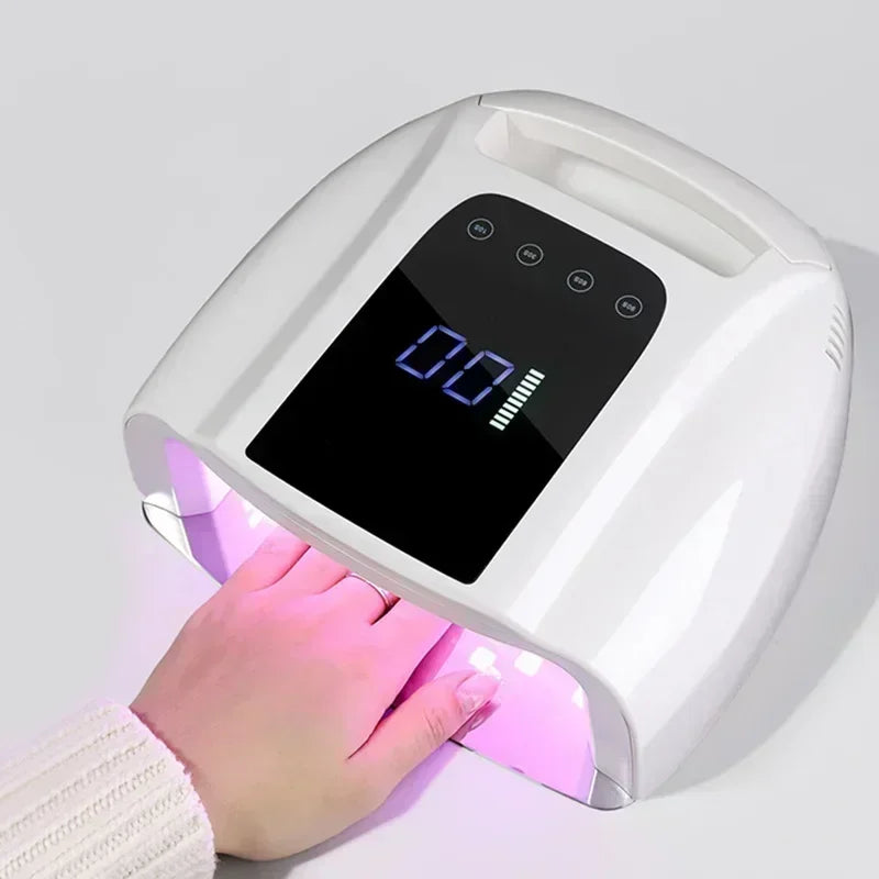 96W Mirror Reflective Nail Lamp with Metal Pad Cordless Manicure Dryer Wireless UV Light for Nails Rechargeable Nail UV LED Lamp