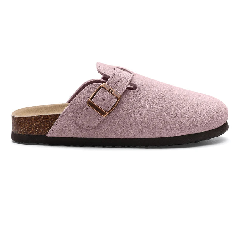 Kidmi Men's Cork Footbed Slide Sandal Slip On Sandals  Women Cork Sandals Nonslip Beach Sandals Female Adjustable Buckle Slides