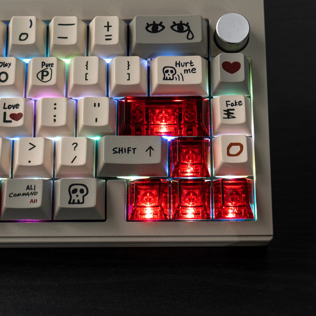 Red Transparent Keycap 10 Key Cherry Profile PC Keycap Space Bar 6.25U ESC Enter Shift Key Custom Keycap for Mechanical Keyboard
