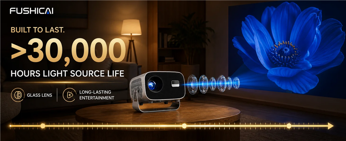 FUSHCAI Outdoor Projector A10 Portable Mini Projector with 360° Rotation 900 ANSI Native 720P 4K Compatible Auto Focus BT 5.4