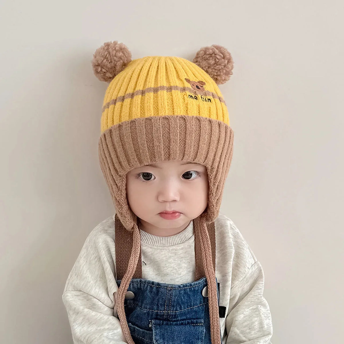 Winter Warm Knitted Baby Hat Cute Cartoon Animals Baby Boys Girls Cap Beanies Anti-cold Toddler Kids Lacing Hat