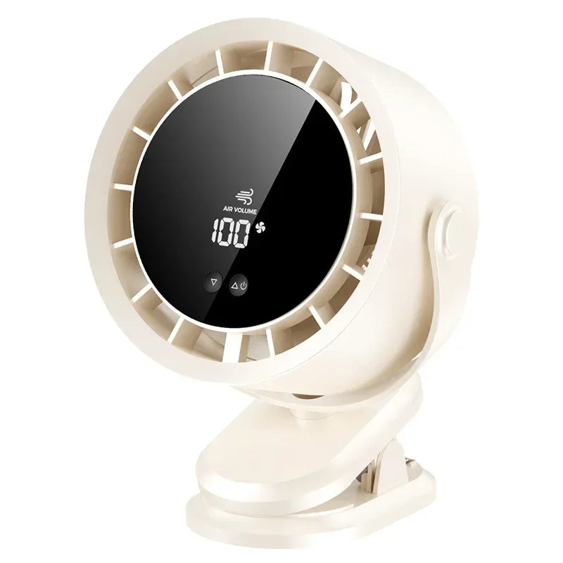 A little expert in life 100-Speed Desk Fan Clamp Fan LED Display Office Home Charge Wall-Mounted Hand-Free Fan
