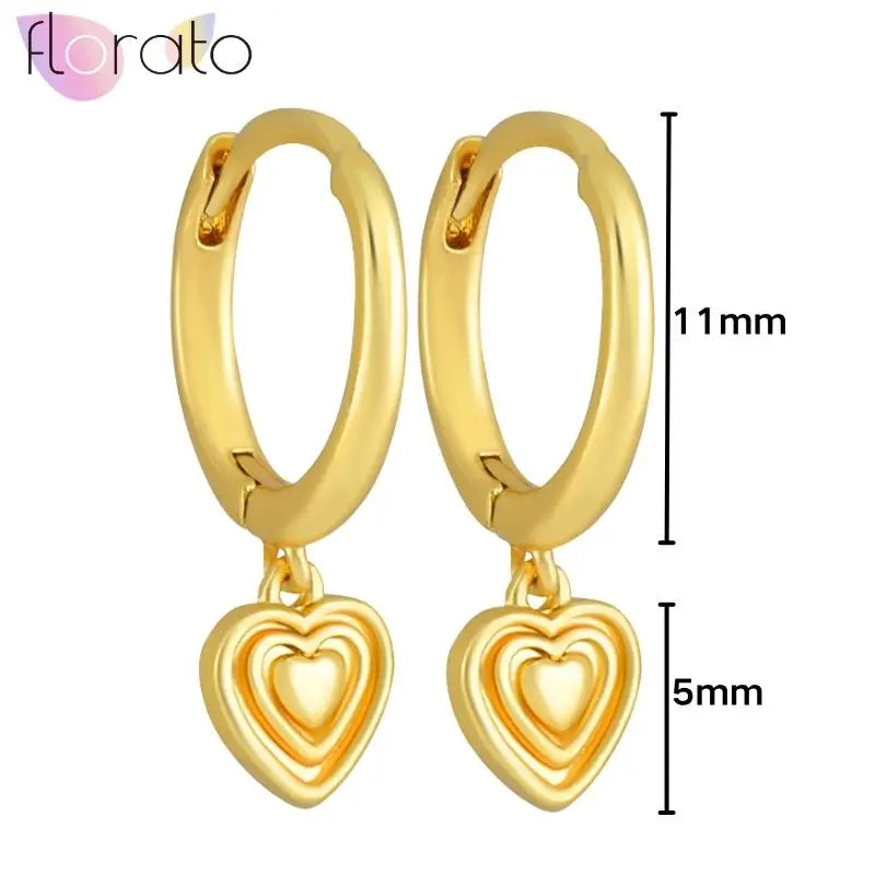 925 Sterling Silver Ear Buckle Retro Metal Heart Pendant Hoop Earrings for Women CZ Huggie Earrings Fashion Females Jewelry