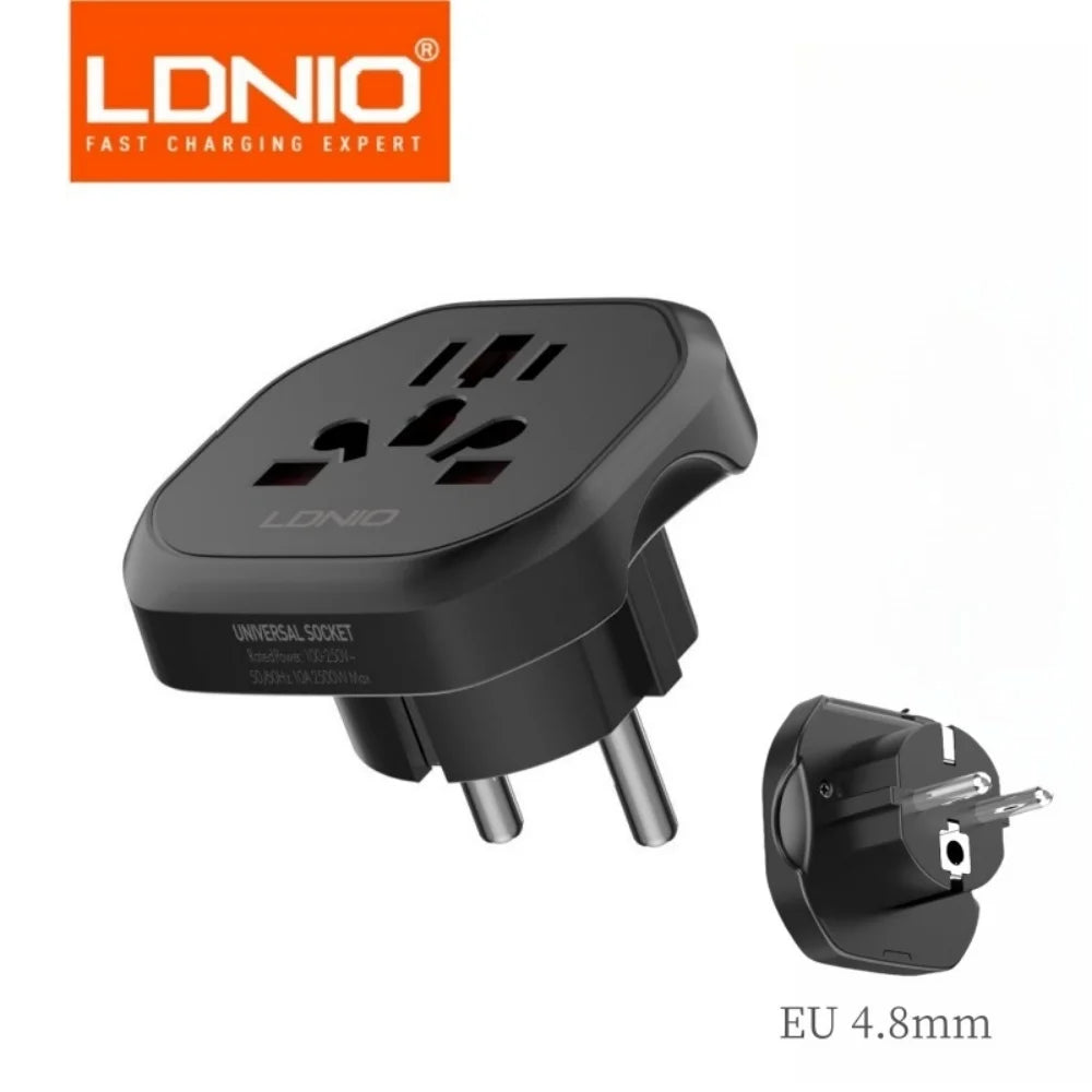 LDNIO Korea EU Plug Adapter 2500W Travel Adapter Converter High Quality Universal Socket AU US UK CN To EU KR 4.8 mm Wall Socket