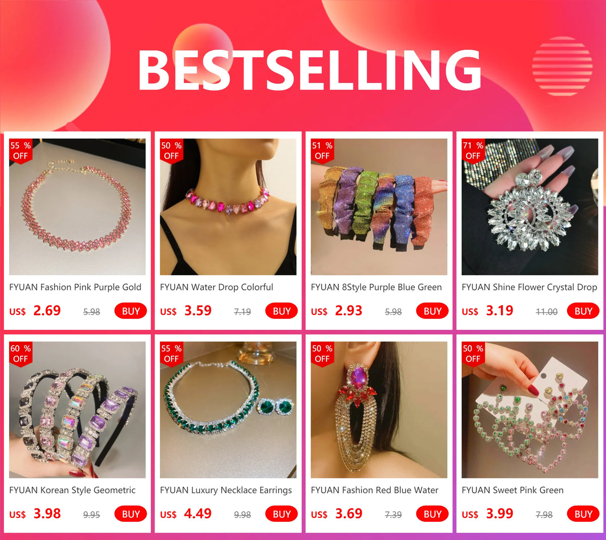 FYUAN Love Heart Crystal Clip Earrings for Women Bijoux No Pierced Geometric Rhinestone Ear Clip Statement Jewelry