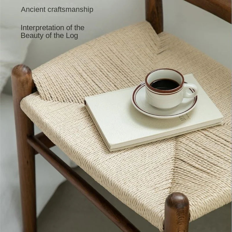 MOMO Scandinavian Simple Wood Vanity Stool Rattan Wicker Antique Square Stool Designer Creative Home Entrance Gateway Shoe Bench