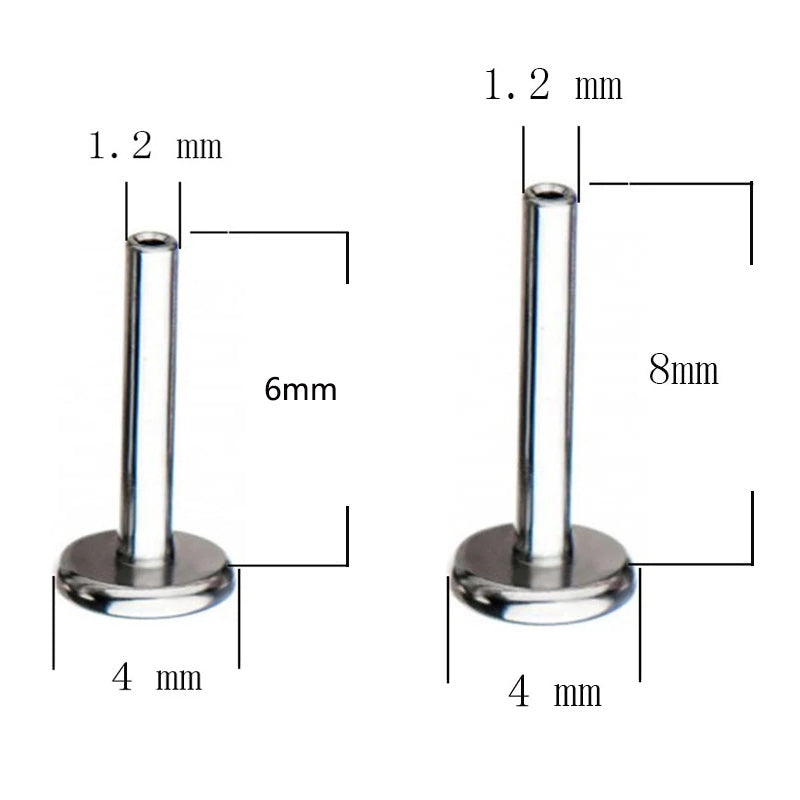 ASTM F136 Titanium PIERC Sphericity Ear Lip Studs with Semi Precious Stone Top Labret Nose Stud Earrings Body Piercing Jewelry