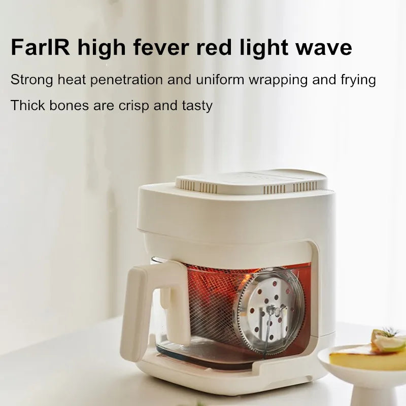 New Air Fryer with See-Through Glass Basket–Small, Non-Stick,No Flip Needed, for Home Kitchen, 2L Capacity, 900W, Easy to Clean